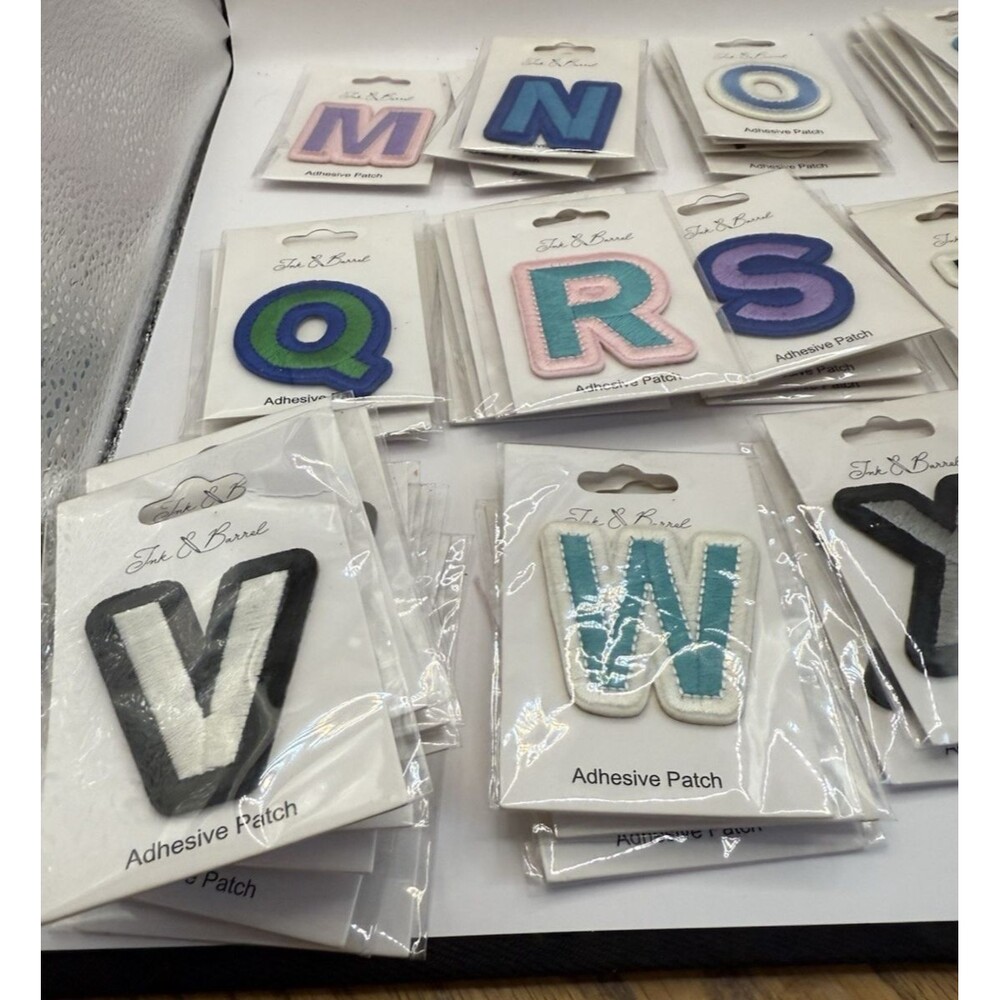 LOT OF 88 RANDOM ADHESIVE PATCHES NWT Ink And Barrel All letters except B - Picture 5 of 9
